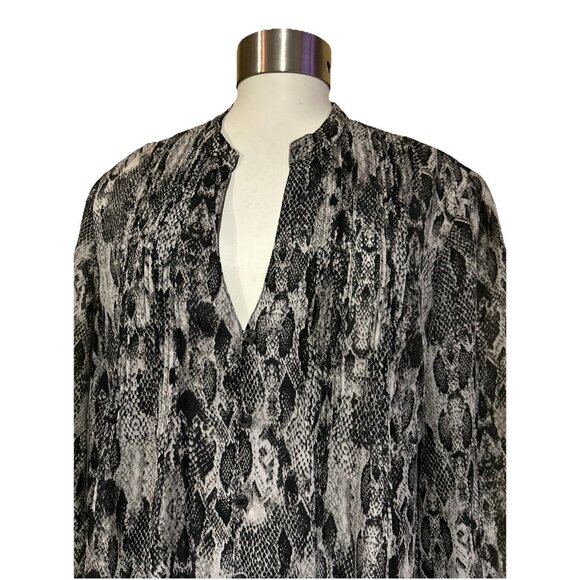 New Jones New York Shirt Womens 1X Gray Snake Long Sleeve Blouse Lightweight NWT - Picture 2 of 14